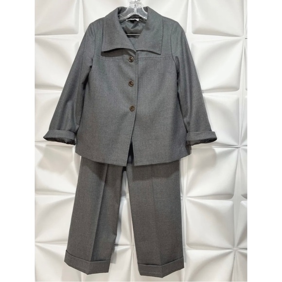 Pendleton Womens Sz 6 Gray 100% Virgin Wool Jacket Blazer Pant Suit 2pc Set USA - Picture 1 of 12